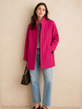 J.Crew Factory City Coat Raspberry Pink Wool Blend Coat NWT Size 2